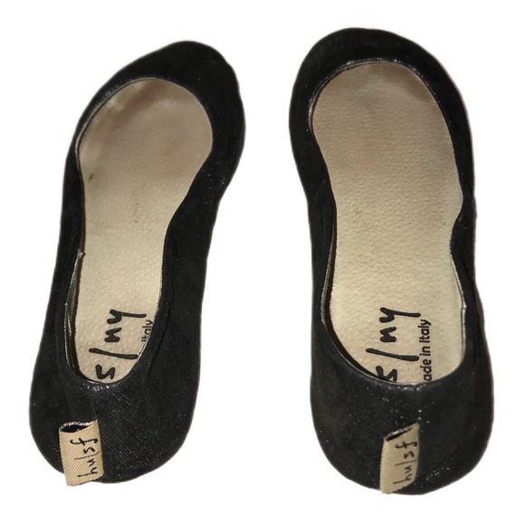 French Sole NY Sloop Black Metallic Leather Ballet Flat Women’s 8 Round Toe - Picture 9 of 12